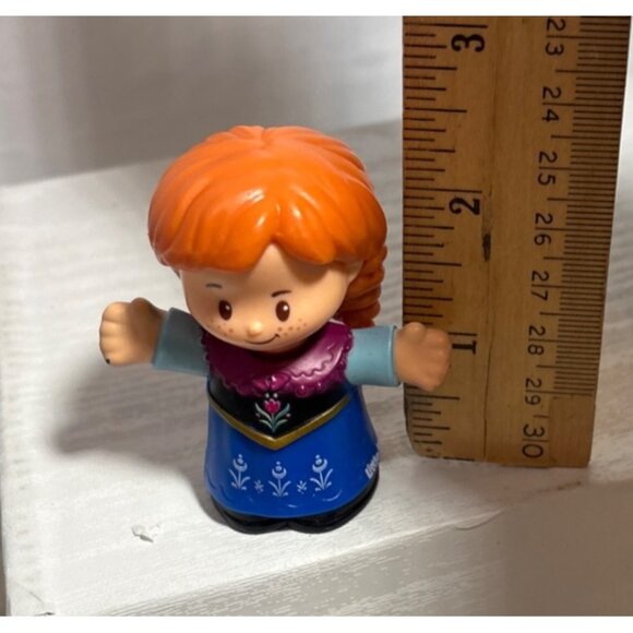 Fisher-Price Little People Anna Figure Frozen 2019 Orange Hair Braids Blue Dress - Picture 7 of 7
